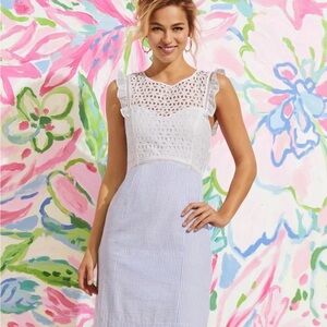 Lilly Pulitzer Maya Eyelet Seersucker Dress Size 0